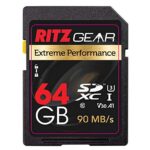 Ritz Gear Extreme Performance High speed UHS-I SDXC 64GB 90/45 MB/S U3 C-10 V30 Memory Card Designed for SD devices that can capture Full HD, 3D, 4K video as well as raw photography, (3 units+ holder)