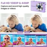 Digital Camera, FHD 1080P Digital Camera for Kids Video Camera with 32GB SD Card 16X Digital Zoom, Compact Point and Shoot Camera Portable Small Camera for Teens Students Boys Girls Seniors(Purple)