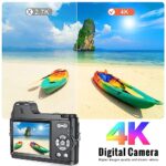 4K Digital Camera for Photography, 48MP Vlogging Camera for YouTube with 32GB SD Card, 3″ LCD Screen, Anti-Shake,18X Digital Zoom,Compact Point and Shoot Digital Cameras for Travel