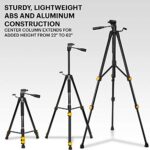 KODAK PhotoGear 62″ Lightweight Tripod | Compact 3-Section Flip-Lock Aluminum Tripod Adjusts 22”-62”, QuickRelease Plate, Smartphone Adapter & 1/4” to 3/8” Screw, Bubble Level, Carry Case, E-Guide