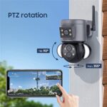 4MP Security Camera Outdoor, 10X Optical Zoom,Dual-Lens Wifi Wireless Camera,360° Pan/Tilt/Zoom Security Camera System with Motion Tracking, Two-Way Talk,Siren Alarm, Color Night Vision,Dual Screen