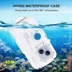 Haweel for iPhone 14/14 Pro / 13/13 Pro / 12/12 Pro Underwater Photography Housing Cover Professional [40m/130ft] Diving Case for Diving Surfing Swimming Snorkeling Photo Video with Lanyard White