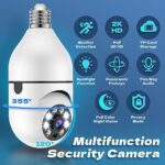 BJR 2K / 3MP Light Bulb Security Cameram, 5G & 2.4G WiFi Security Camera Wireless Outdoor Indoor 360 Camera for Home with Color Night Vision Motion&Siren Alert Auto Motion E27 Socket