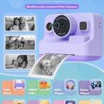 Dylanto Instant Print Camera for Kids,2.4 Inch Screen Kids Instant Camera with Zero Ink,Christmas Birthday Gifts for Girls Age 3-12,Portable Toddler Toy for 3 4 5 6 7 8 9 10 Year Old Girls Boys Purple