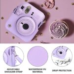 CAIYOULE Accessories for Fujifilm Instax Mini 12 Instant Camera Bundle Include PU Leather Instax 12 Case + Mini Picture Album & Frames + DIY Stickers + Color Filter – Lilac Purple