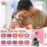GKTZ Kids Camera Instant Print – 1080P HD 0 Ink Instant Print Photo – Christmas Birthday Gifts for Age 3-8 Girls Boys – Portable Toy with 3 Rolls Photo Paper, 5 Color Pens, 32GB Card – Pink