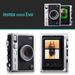 Fujifilm Instax Mini EVO Hybrid Black Instant Camera | Instax Mini Twin Pack Instant Film | 32GB microSD Card with Adapter | Black Camera Case