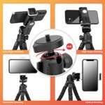 Aureday Cell Phone Tripod, Flexible Mini Tripod with Remote and Cold Shoe, Small Tripod Stand for Video Recording, Vlogging, Compatible with Microphones,Cellphone,Camera,Gopro Black