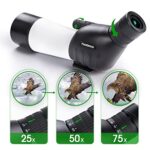 YUANZIMOO 25-75×60 Spotting Scopes with Tripod, Carrying Bag and Smartphone Adapter 45 Degree Angled Spotter Scope for Target Shooting Hunting Bird Watching