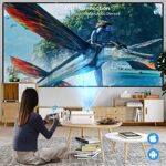 Projector 4K with WiFi and Bluetooth Supported, Native 1080P/12000 Lumen Outdoor Movie Projector with 120‘’ Screen, Phone Video Projector Compatible with iOS/Android/TV Stick/Win/PS5