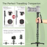 Monopod with Feet, Manbily Camera Monopod, 67″ Aluminum Monopod Stand with Tripod Base, Lightweight Travel Monopod for DSLR Camera Sony Canon Nikon Video Camcorder-Green