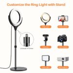 Video Conference Lighting Computer Ring Light – Webcam Laptop Light Ring for Zoom Meetings, Video Recording, TIK Tok, Desktop Circle Ring Light with Stand & Phone Holder, Zoom Lighting for Computer