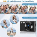 Digital Camera, Saneen FHD Kids Cameras for Photography, 4K 44MP Compact Point and Shoot Camera for Kids, Teens & Beginners with Flash, 32GB SD Card,16X Digital Zoom – Black