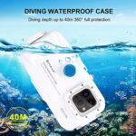 Haweel for iPhone 14 Plus / 14 Pro Max / 13 Pro Max / 12 Pro Max Underwater Photography Housing Cover Professional [40m/130ft] Diving Case for Diving Surfing Swimming Snorkeling Photo Video White