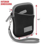 USA Gear Small Digital Camera Case with Wrist Strap, Belt Loop – Compact Camera Case Compatible with Canon Powershot, G7 X Mark III, Nikon Coolpix, and Kodak Pixpro, Cybershot, and more (Black)