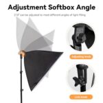 LDGHO Softbox Lighting Kit, 24” x 24” Photography Studio Equipment with 5500K / 90 CRI LED Bulb, Continuous Lighting System for Video Recording and Photography Shooting