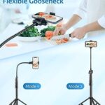 Phone Tripod, 80″ Tall Tripod Stand for iPhone with 13″ Adjustable Gooseneck, Cell Phone Tripod with Remote and Phone Holder, Overhead Tripod for iPhone 15 14 13 12 Android Phone