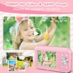 Digital Camera, Kids Camera with 32GB Card, FHD 1080P 44MP Vlogging Camera, 16X Zoom Point and Shoot Digital Camera Compact Portable Rechargeable Cameras for Teens Boys Girls Students Seniors(Pink)