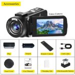 VETEK Video Camera Camcorder, 4K 48MP Vlogging Camera for YouTube with Infrared Night Vision, 18X Digital Zoom 3.0“ LCD Screen Video Recorder with Remote Control and 2 Batteries(Green)