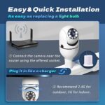 MCJ 2K / 3MP Light Bulb Security Camera, 5G & 2.4G WiFi Security Camera Wireless Outdoor Indoor 360 Camera for Home with Color Night Vision Motion&Siren Alert Auto Motion E27 Socket ?2pcs?
