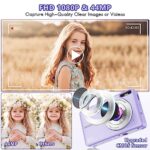 Digital Camera, Kids Camera with 16X Zoom, FHD 1080P 44MP Point and Shoot Digital Cameras with 32GB Card, 2 Batteries, Lanyard, Small Compact Travel Camera for Kids,Teens Boys Girls, Purple