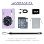 Digital Camera for Photography VJIANGER FHD 1080P Vide o Camera with 32GB TF Card 16X Digital Zoom Point and Shoot Camera Portable Small Camera for Kids Teens Students Boys Girls Seniors(X6-Purple1)