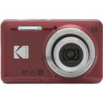 Kodak Pixpro FZ55 Digital Camera Bundle, Includes: SanDisk 128GB Memory Card, Hard Shell Camera Case, SD Card Reader and More (6 Items) (Red)