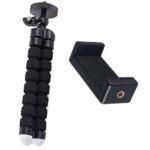 Acuvar 6.5” inch Flexible Tripod with Universal Mount for All Smartphones & an eCostConnection Microfiber Cloth Black