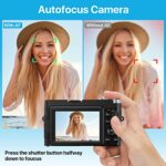 4K Digital Camera for Photography, Autofocus 48MP Vlogging Camera for YouTube with 3” 180 Degree Flip Screen, Compact Video Camera with 16X Digital Zoom, 32G SD Card, 2 Batteries & Battery Charger