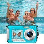 4K Waterproof Digital Camera 11FT Underwater Camera Selfie Dual Screens 48MP Waterproof Camera with 32GB Card 16X Digital Zoom Auto-Focus Underwater Camera for Snorkeling