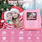 Kids Camera Instant Print Christmas Birthday Gifts for 3 4 5 6 7 8 9 Year Old Girls Boys,Digital Camera for Toddler,Toys for Kids Age 4-8 with 3 Rolls Print Paper,32GB Card(Pink)
