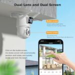 SOVMIKU ?Dual Lens Linkage? 6MP PTZ Security Camera Outdoor,Wireless Bluetooth Camera,360° View,Auto Tracking,Human Detection,Light Alarm,Color Night Vision,2.4G WiFi,24/7 Record,Two-Way Audio
