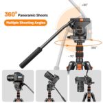 Camera Tripod Fluid Head, Heavy Duty Camera Tripod Stand 72″, Professional Video Tripod for Canon Nikon DSLR Cameras Camcorders, Aluminum Tripod Stand with Carry Bag, Complete Tripod Units