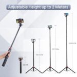 ULANZI MT-79 Extendable Tripod Aluminum, 81″ Portable Adjustable Light Stand with 1/4″ Screw, 360° Ball Head Camera Phone Tripod for Camera Video Light Smartphone, Lightweight for Travel