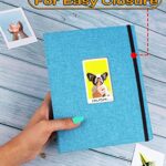 Mini Photo Album 208 Vertical Photos – Linen Cover, Photo Album Compatible with K-pop Photocards, Fujifilm Instax Mini Film 7s 8 9 11, Polaroid PIC 300, HP Sprocket, Blue