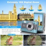 Digital Camera Full HD 4K Kids Digital Camera 64MP Compact Digital Camera with 64GB Card 18X Digital Zoom Point and Shoot Camera Portable Camera for Teens Students Boys Girls Seniors