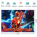 Red The Flash Backdrop for Birthday Party Decorations Superhero Background for Baby Shower Party Cake Table Decorations Supplies Superhero The Flash Theme Banner 5x3ft