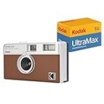 KODAK EKTAR H35 Half Frame Film Camera (Brown) Bundle with Kodak Ultramax 400/24EXP 35mm Roll Film