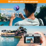 5K Digital Camera with Front and Rear Cameras for Photography Video Camera with Viewfinder Autofocus UHD 5K Vlogging Camera for YouTube 6-Axis Anti-Shake Selfie Camera Recorder with 32GB SD Card