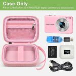 Digital Camera Case Compatible with VAHOIALD FHD 1080P/ for CAMKORY Digital Point and Shoot/for KODAK PIXPRO FZ45-BK 16MP Vlogging/for IWEUKJLO/for Nsoela, Holder for SD Card More- Pink (Box Only)