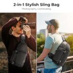 K&F Concept Camera Sling Bag Crossbody Bag Waterproof Camera Shoulder Backpack DSLR/SLR/Mirrorless Camera Case Photography Bags with Tripod Holder Compatible with Canon/Nikon/Sony/Fuji/Gopro/DJI