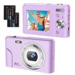 TOBERTO Digital Camera, 1080P HD Vlogging LCD Mini Camera with 16X Zoom 36MP Digital Point and Shoot Camera Video Camera, for Kids Students Beginners Beauty Face Light Purple