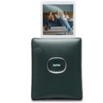 Fujifilm Instax Square Link Wireless Smartphone Printer, Midnight Green, Bundle with Square Instant Color Film Twin Pack and HD-1 Portable Drive Case