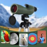 NWDEY 25-75X60 Spotting Scope with 50in Tripod, Spotting Scopes for Target Shooting, Hunting, Birding. Low Light Vision, Phone Adapter, Carry Bag, BAK4 Prism, FMC Lens, Waterproof (ArmyGreen)