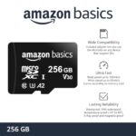 Amazon Basics Micro SDXC Memory Card with Full Size Adapter, A2, U3, Read Speed up to 100 MB/s, 256 GB, Black