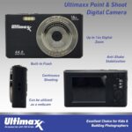 Ultimaxx Advanced Point & Shoot Digital Camera Bundle – Includes: 64GB Ultra Memory Card, Tabletop Tripod, Water-Resistant Gadget Bag, Ultra-Bright LED Light Kit with Bracket & More (13pc Bundle)