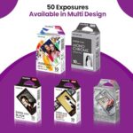 Fujifilm instax Mini Instant Film (50 Exposures: 10 of Each) Black Frame, Spray Art, Monochrome, Contact Sheet, Stone Gray Variety Pack + BluebirdSales Accessories Bundle + Black Photo Album