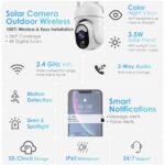 Cameras for Home Security, 360° PTZ Solar Camera Outdoor Wireless with Motion Detection, 2K Color Night Vision, 2-Way Talk, Spotlight/Siren, Waterproof, Cloud/SD Storage Battery Powered WiFi Camera