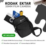 Reusable Film Camera 35mm Bundle Includes Kodak Ektar H35 Half Frame Film Camera Color Black Kodak Ultramax 400 Camera Films with Branded Microfiber Cleaning Cloth and Camera Bag by USEFILL5