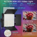 RGB Photography Video Lighting Kit, 50W Bi-Color Energy-Saving LED Video Studio Lights with 2300k~8500k Dimmable CRI 97+ for Filming Camera Photo Recording Stage Shooting Streaming YouTube TikTok